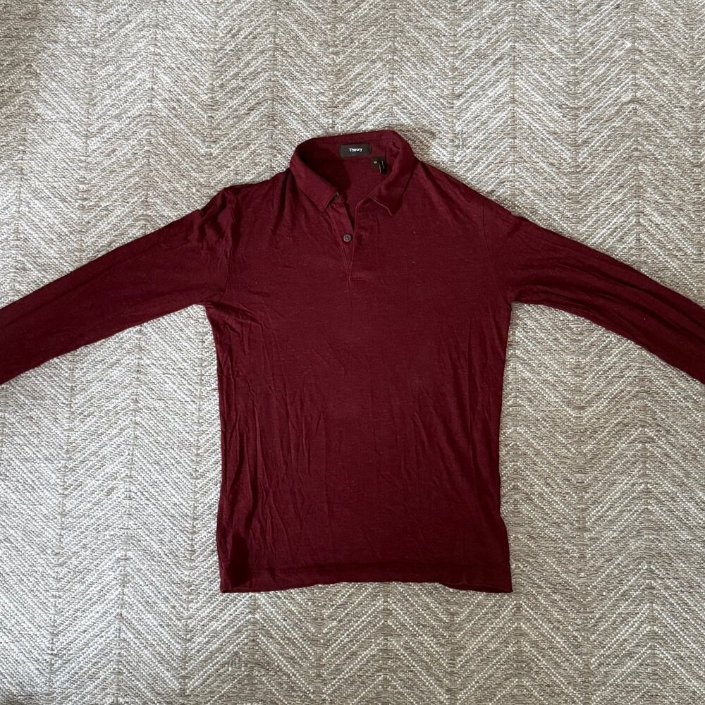 Theory Burgundy Modal and Alpaca long sleeve shirt Extra Small